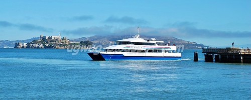 Ferry passing by Alcatraz