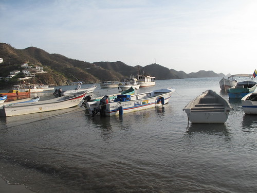 The dive boats and fishing boats in Taganga.