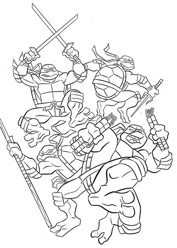 "Teenage Mutant Ninja Turtles"  Coloring Book by Bendon Publishing / Coloralot Books  { Jumbo edition }  B-W cover  art by Lavigne / Brown ii (( 2003 - 2004 )) 
