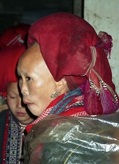 Red Zao woman with shaved forehead; SaPa, Vietnam