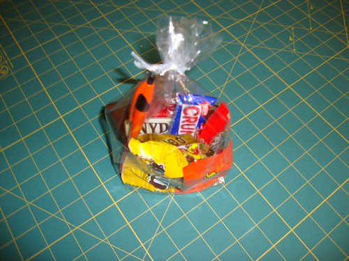 Parting gift: pretzels, m&ms, kit kat, reese's peanut butter cup, nestle's crunch, gummy bears and a pen!