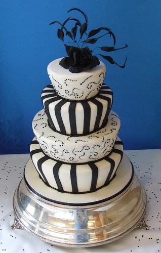 Black and Ivory Wedding Cake
