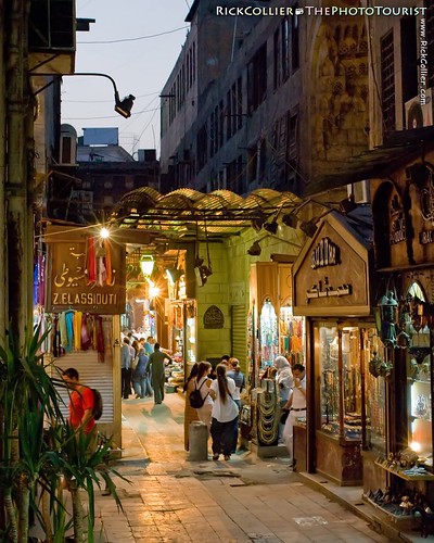 The Khan el-Khalili bazaar in Cairo is at its quietest at dusk, during dinner time before the shopping crowds arrive.