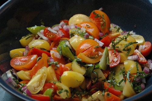 Rainbow tomato salad