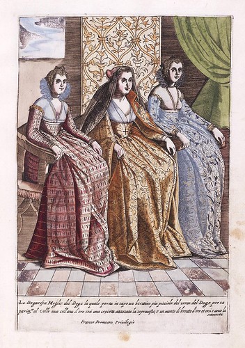 012-Esposa del Dogo de Venecia y sus acompañantes-Habiti d’hvomeni et donne venetiane 1609