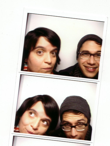 me and adam in a broken photobooth.