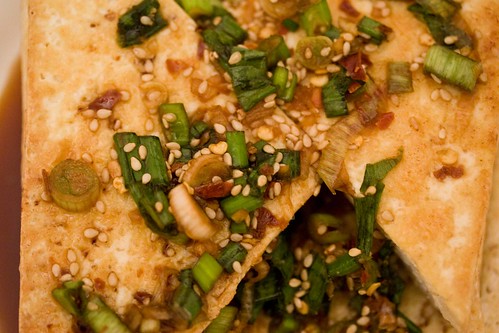 tofu with spicy sesame and scallion sauce