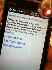 Looks like the text messaging app (tmail.exe) on HTC Pure using Windows Mobile 6.5 brokt by hanapbuhay