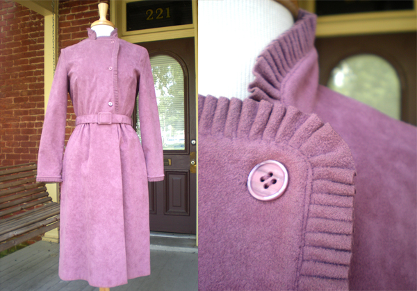 Ebay 70's Suede Coat Dress w/ Pleated Trim