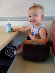 Q likes his booster seat!