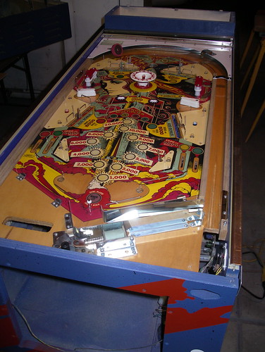 laying the playfield into the cabinet