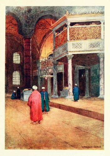 028-Interior de Santa Sofia-La galeria de los sultanes- Constantinople painted by Warwick Goble (1906)