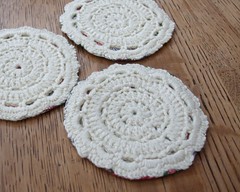 Crochet and fabric coasters