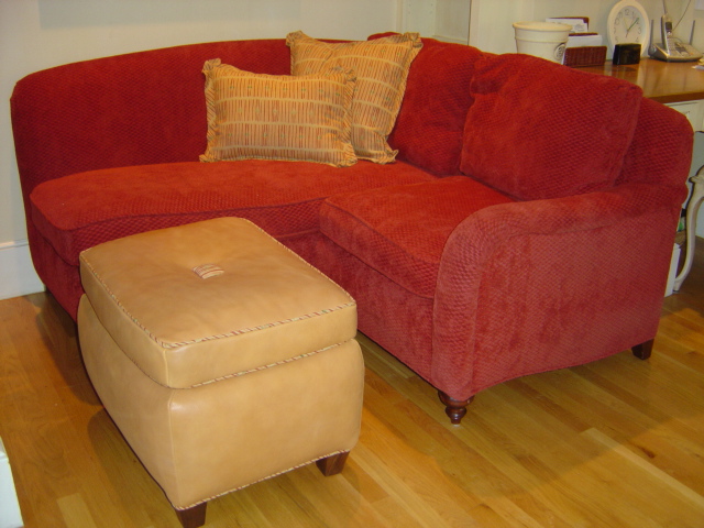 Corner loveseat/chaise with ottoman Reupholstered and new custom sofas 