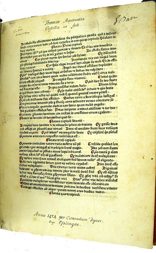Inscription in Thomas Aquinas: Expositio (Postilla) in Job