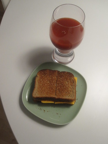 Cheese sandwich, tomato juice