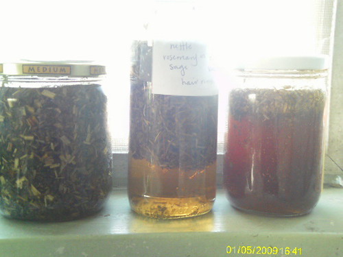 herbal concoctions on the windowsill