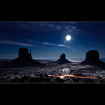 Vote for this picture: Moonlight reflexion on the snow in Monument Valley - The Mittens - Arizona