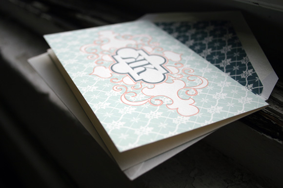 Letterpress Social Notes with Lined Envelope