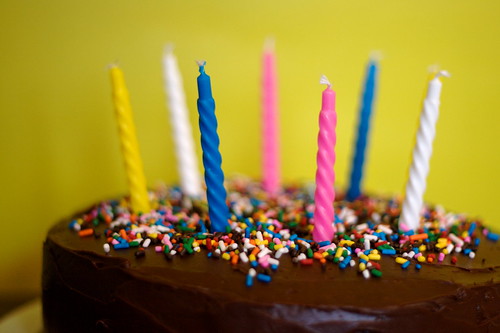 Birthday Cake 7 Candles. chocolate irthday cake with
