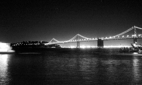 Bay Bridge Night BW