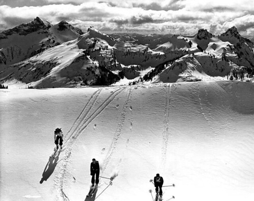 Skiers at Mount Rainier National Park, ca. 1935