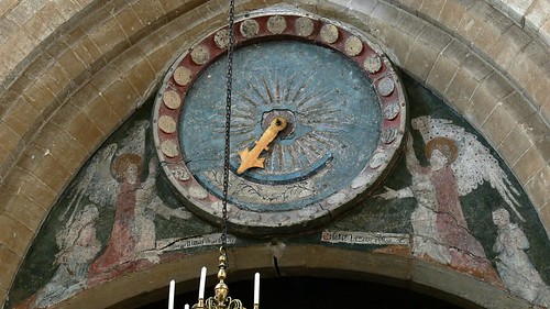Medieval painted clock face, Raunds, Northamptonshire