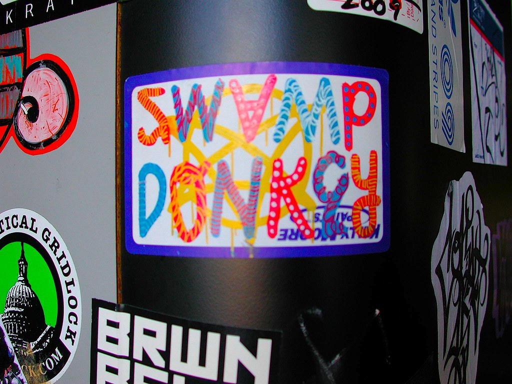 Swampy aka Swampdonkey Sticker Graffiti Berkeley. 