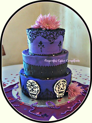 Purple and Black Gothic Wedding cake