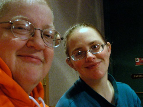 Rebekah & me at our midnight write-in kickoff at Dennys for NaNoWriMo 2009.