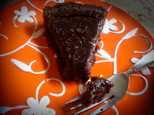 Slice of chocolate pudding pie