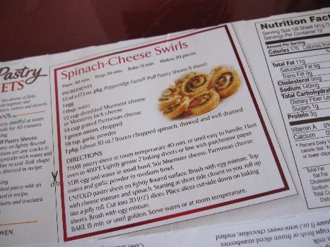 Recipe on the back of the box