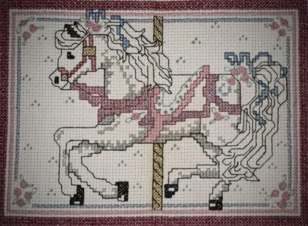 first cross stitch carousel horse