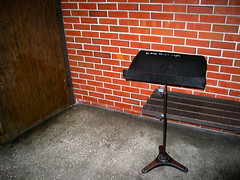 UF Music Building Music Stand Bench Door Brick