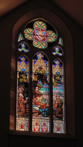 Saint Francis of Assisi Roman Catholic Church, in Aviston, Illinois, USA - Franciscan stained glass window