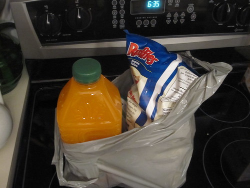 Fake orange juice, chips, 2 packs of Halls - $15.39