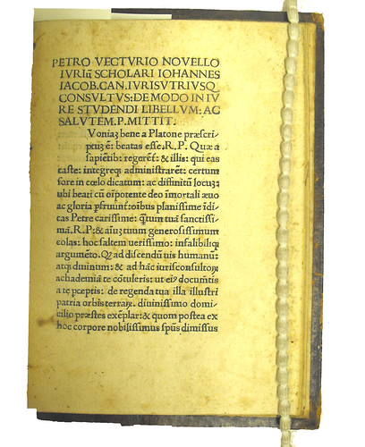 Opening page of Canis, Johannes Jacobus: De modo studendi in utroque iure