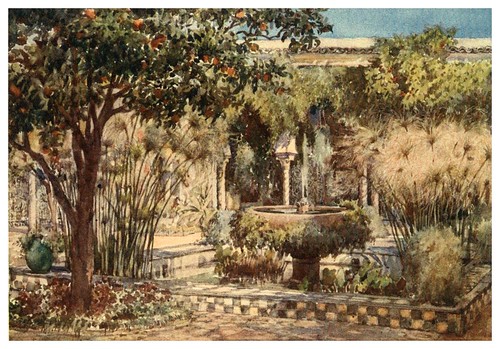 005-El patio de un jardin de una antigua villa morisca en Argel-Algeria and Tunis (1906)-Frances E. Nesbitt