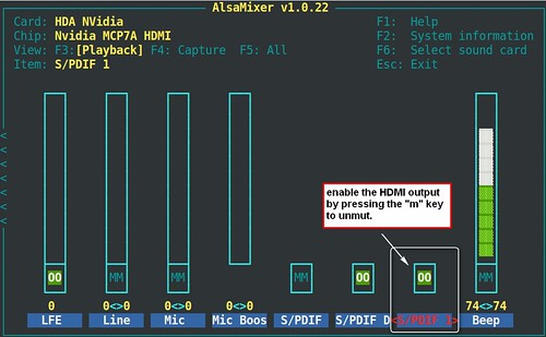 Ubuntu 9.10 unmute the HDMI Mixer