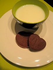 Homemade Valentine Oreos with Milk for Dipping