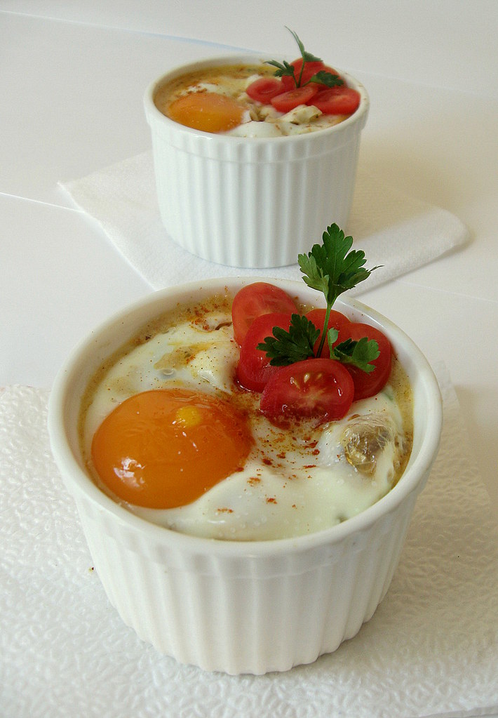 Baked eggs over hash