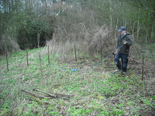 Marking out berm location.