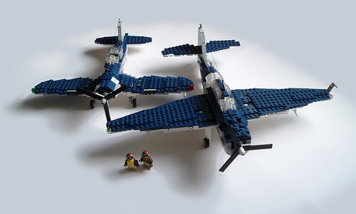 CB CUSTOM Modell WW2 WWII Wareplane Vought F4U Corsair GRAU MOC aus LEGO® Stein 