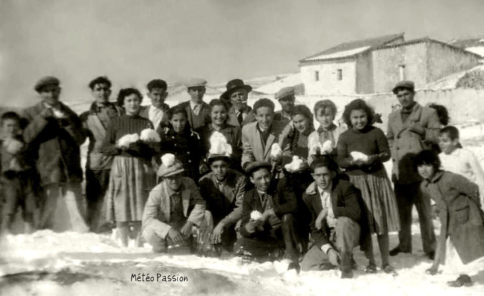 neige à Trebujena en Andalousie début février 1954