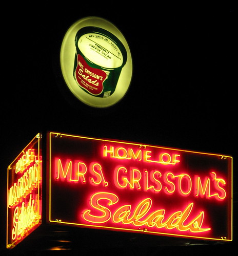 Mrs. Grissom's neon sign at night