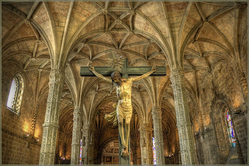 フリー画像|人工風景|彫刻/彫像|イエス・キリスト像|教会/聖堂|ポルトガル風景|フリー素材|