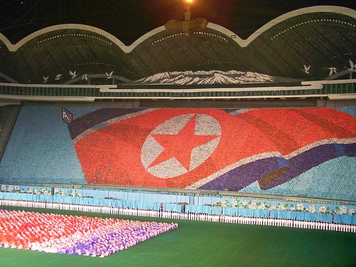 north korea flag meaning. North Korean Flag at Mass