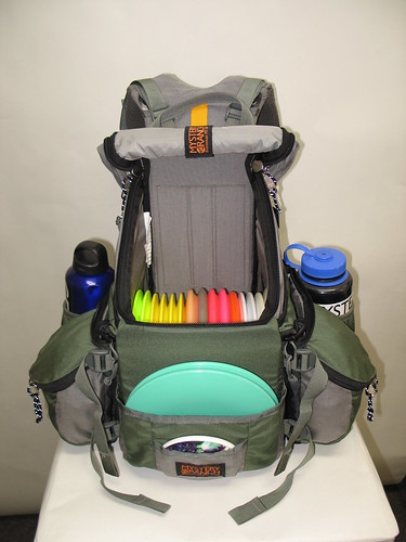Front of Bag with Side Compartments Compressed
