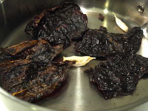 toasting dried ancho chiles