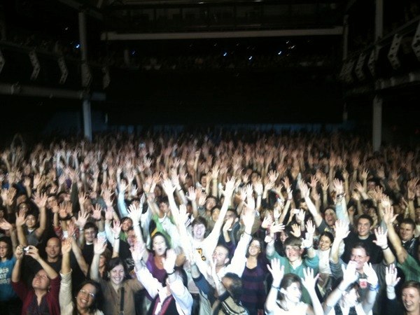 taken from the stage by Mike (the bassist).